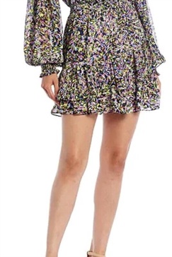 karliie tiered mini dress in black floral