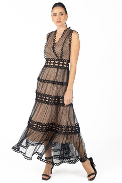 serena black lace maxi dress