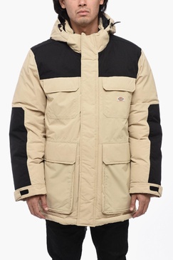 two-tone utility jacket with removable hood