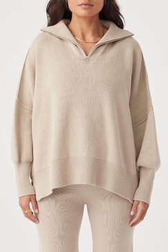 london zip sweater in taupe