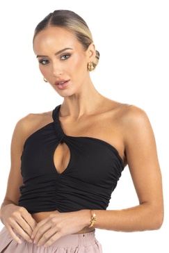 belle drapped activewear sportsbra in black