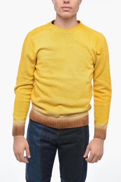 crew neck virgin wool sweater with degradè bottom