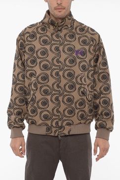 needles jacquard fabric bomber jacket with zip closure