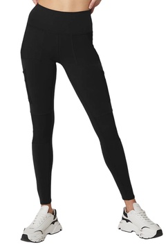 high waist cargo legging in black