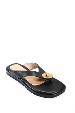 womens asher washer toggle leather thong sandals black