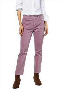 flare cropped five pocket jeans in lavender velveteen