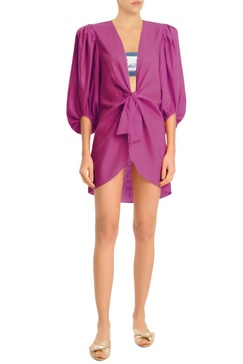 solid shirt with voluminous sleeve in fuchsia