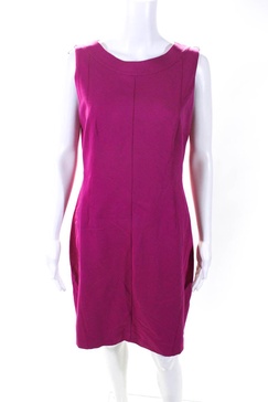 womens sleeveless boat neck knee length a line dress magenta