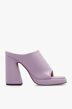 new forma light purple soft leather heel shoes