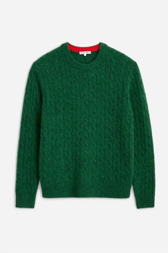 pilly cable crewneck in heather pine