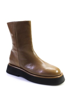 womens leather platform chelsea boots brown