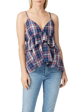 vintage check romy top in blue