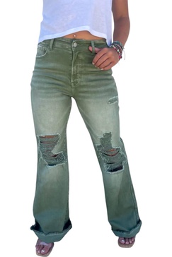 wide leg dad jeans in olive