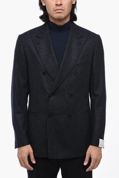 wool and nylon double breasted blazer with double split