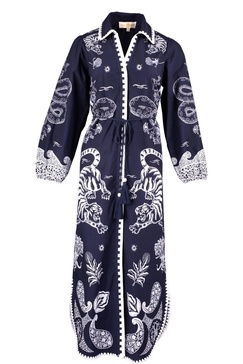 women's kathryn caftan in navy tiger