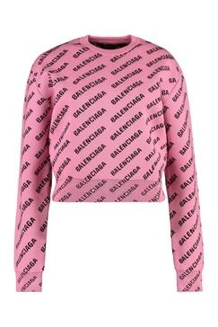 BALENCIAGA Pink Jacquard Crew-Neck Sweater for Women