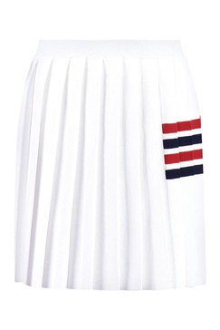 THOM BROWNE White Pleated Knit Skirt for Women - FW23 Collection