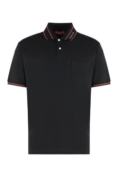 Cotton-blend pique polo shirt