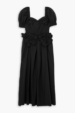 Farley appliquéd cotton-poplin midi dress