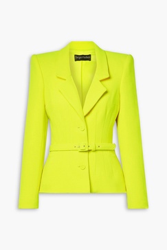 Belted neon wool-crepe blazer