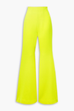 Neon wool-crepe flared pants