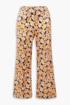 Capri Flute printed stretch-silk twill straight-leg pants