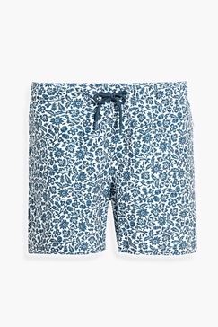 Floral-print mid-length swim shorts