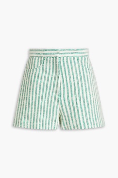 Striped cotton-blend tweed shorts