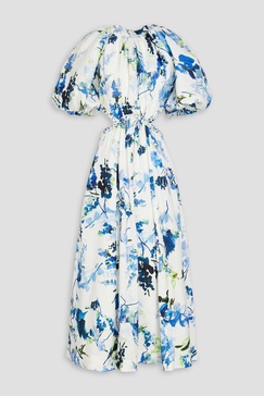 Capucine cutout floral-print linen-blend midi dress