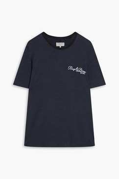 Embroidered slub cotton-jersey T-shirt