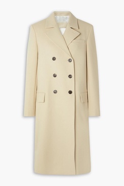 Cutout double-breasted wool-blend coat