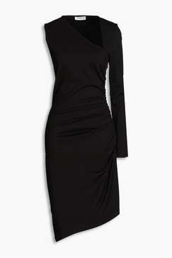 Skyler one-sleeve asymmetric crepe midi dress