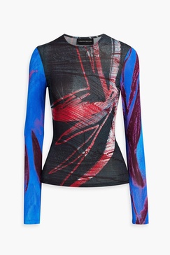 Printed stretch-mesh top