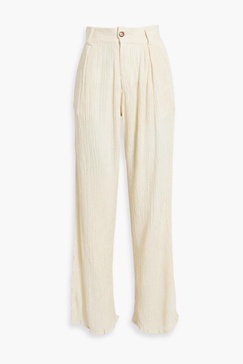 Hali plissé bamboo and silk-blend wide-leg pants