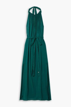 Malki cotton-gauze halterneck midi dress