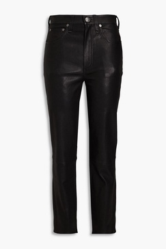 Leather slim-leg pants