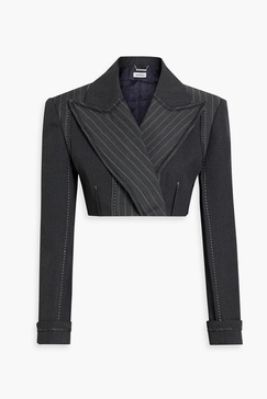 Clare cropped pinstriped wool-blend twill blazer