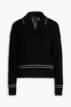 Monti striped ribbed merino wool polo sweater