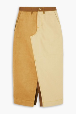 + Carhartt WIP color-block cotton and corduroy midi skirt