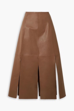 Lunes paneled leather midi skirt