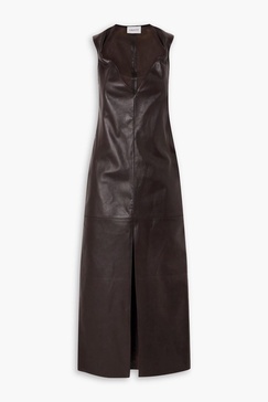 Bram paneled leather midi dress