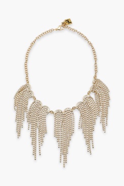 Fringed gold-tone crystal necklace