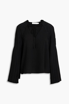 Delilah pintucked twill blouse