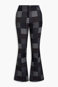 Patchwork tweed flared pants