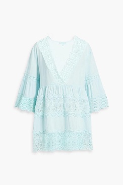 Vanessa crocheted lace and cotton-voile mini dress