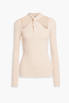 Adora twist-front cutout ribbed-knit top