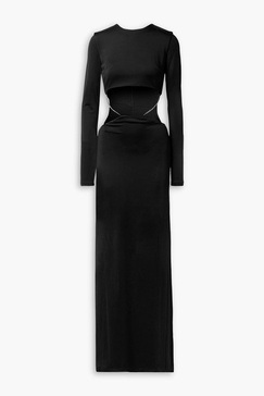 Luisa cutout chain-embellished satin-jersey gown