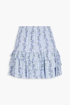 Bitsy tiered floral-print crepe mini skirt