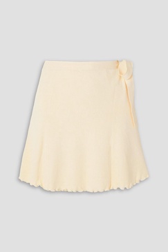 Malia ruffled ribbed-knit mini wrap skirt