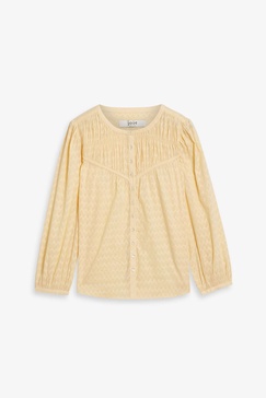 Fanning gathered cotton-jacquard top